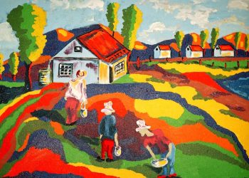 painted landscape, bold, bright