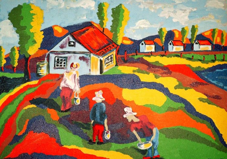 painted landscape, bold, bright