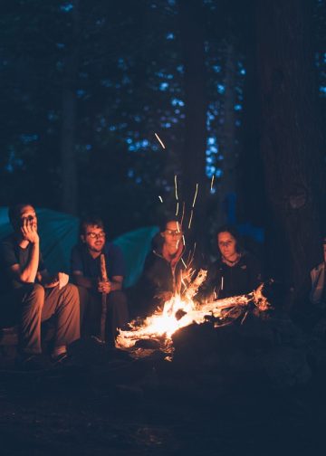 bonfire, camping, people