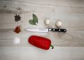 bell pepper, spices, knife